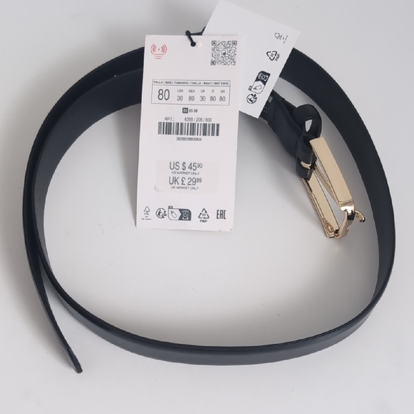 Zara Elegant Black Belt with Gold Accent